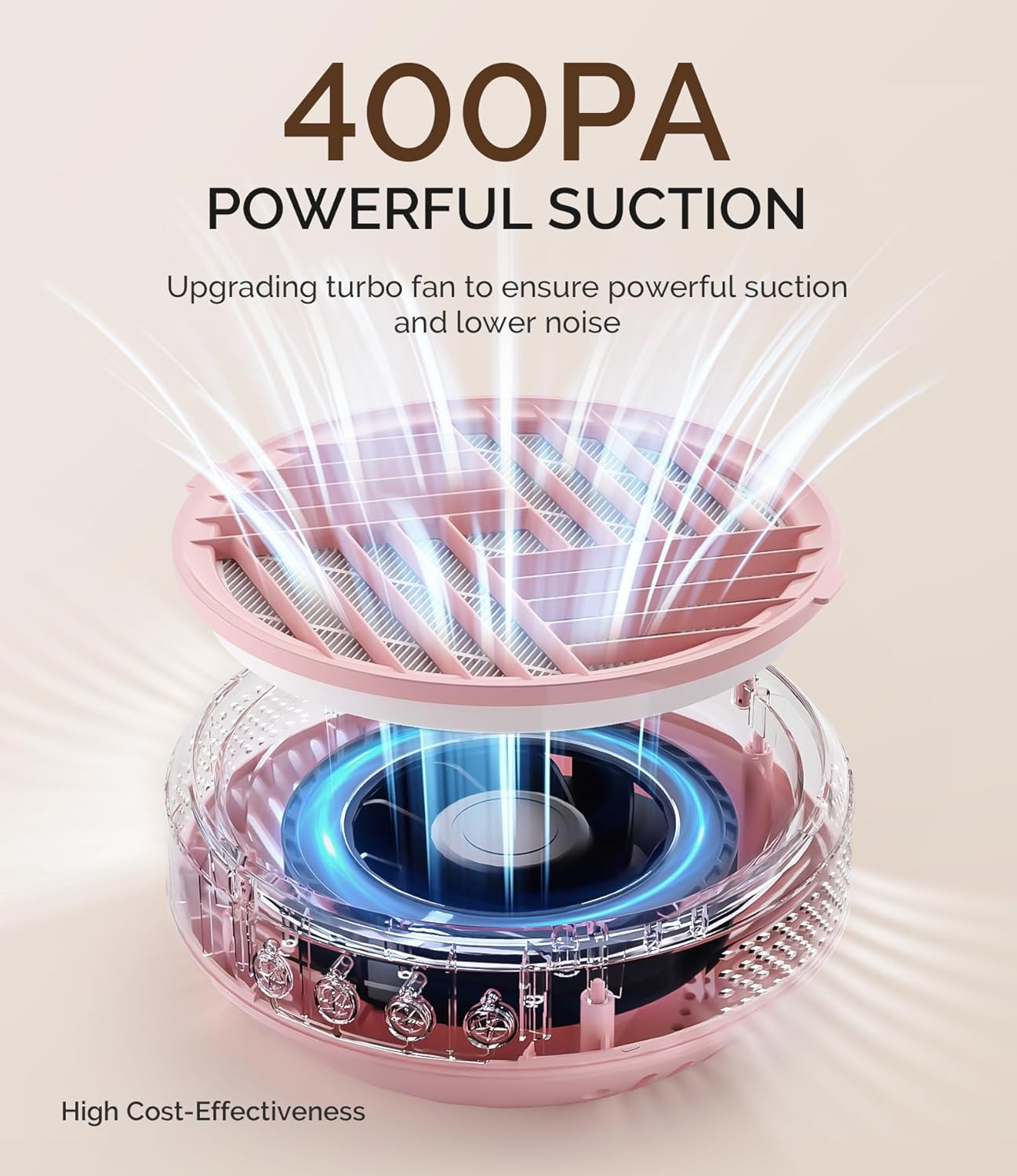 Melodysusie Cordless Nail Dust Collector,Compact Rechargeable Vacuum Fan with Reusable Filter,Spror Powerful Dust Suction Machine for Acrylic Gel Polish Manicure Pedicure at Salon&Home,Pink image number 4