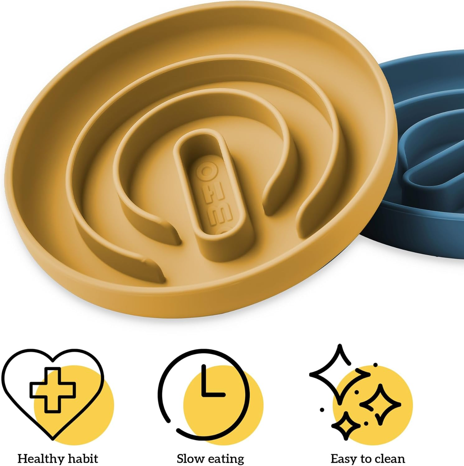 OHMO Anti-Sling Dog Bowl, Anti-Slinging Bowl Dogs for Cats Puppies, Healthy Eating, Stops Bloating, Non-Slip, Environmentally Friendly Silicone (Amber) image number 4