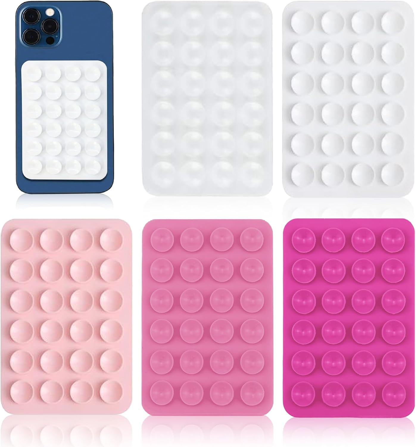 Vilbocr Phone Suction Cup Holder with Strong Grip Sticky Silicone Holder for Hands Free Video Perfect for Bathroom Sing and Fitness Training, Works on Tiles, Glass and Smooth - Black，White image number 6