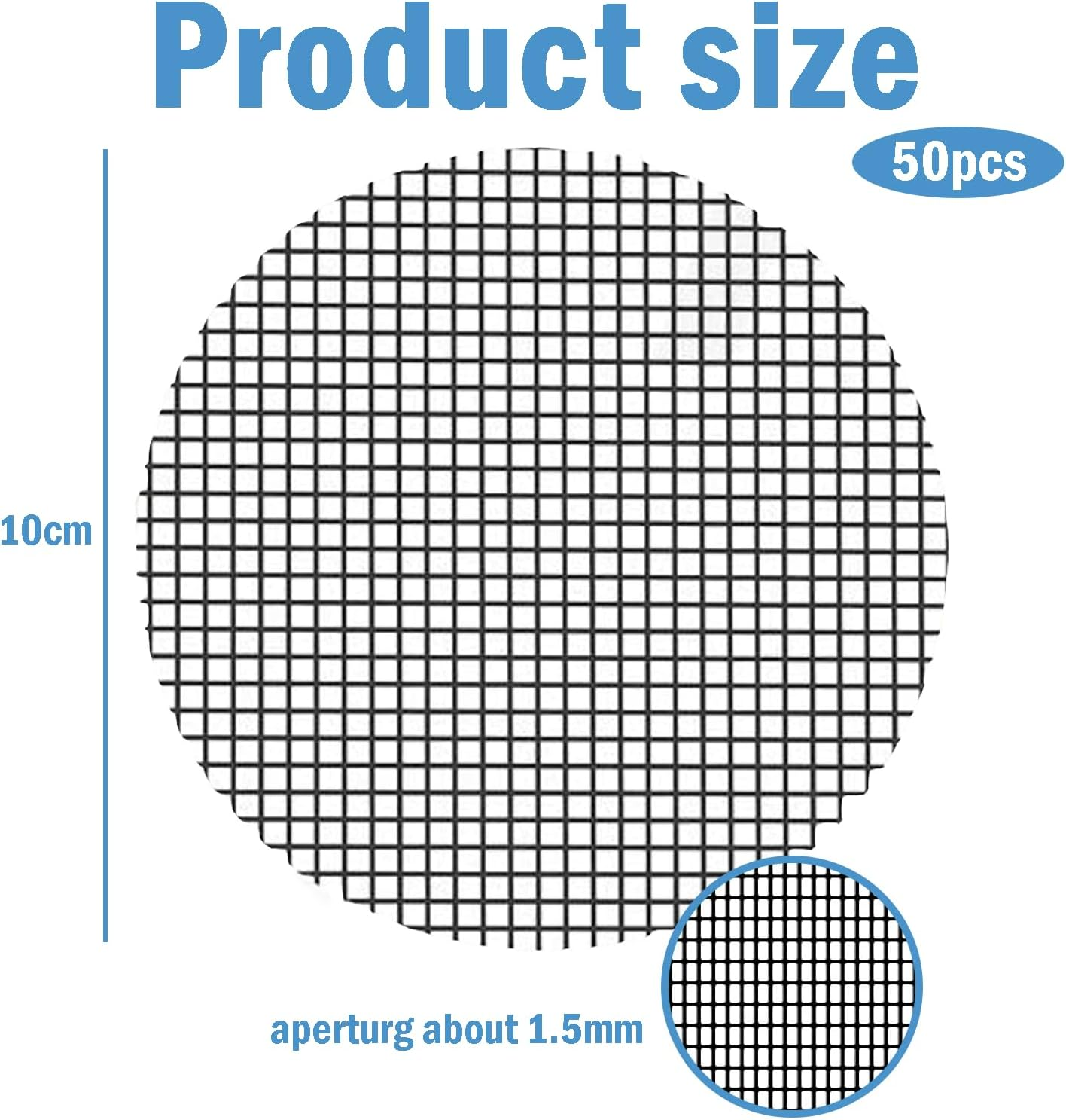 Zvorgath 50 Pack 10Cm Flower Pot Hole Mesh Pad - Bonsai Pot Bottom Grid Mat Mesh for Garden Planting, round Drainage Mesh Hole Screens, Plant Drainage Screens Gasket Prevent Soil Loss