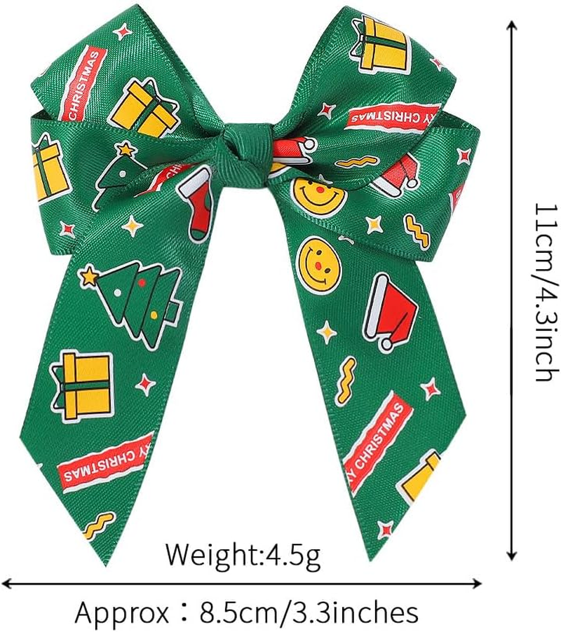 6PCS Large 3.3Inch Fable Hair Bows Hair Clips Red and Black Plaid Hair Bow for Toddlers Girls Handmade Christmas Hair Accessories for Little Girls Kids image number 1