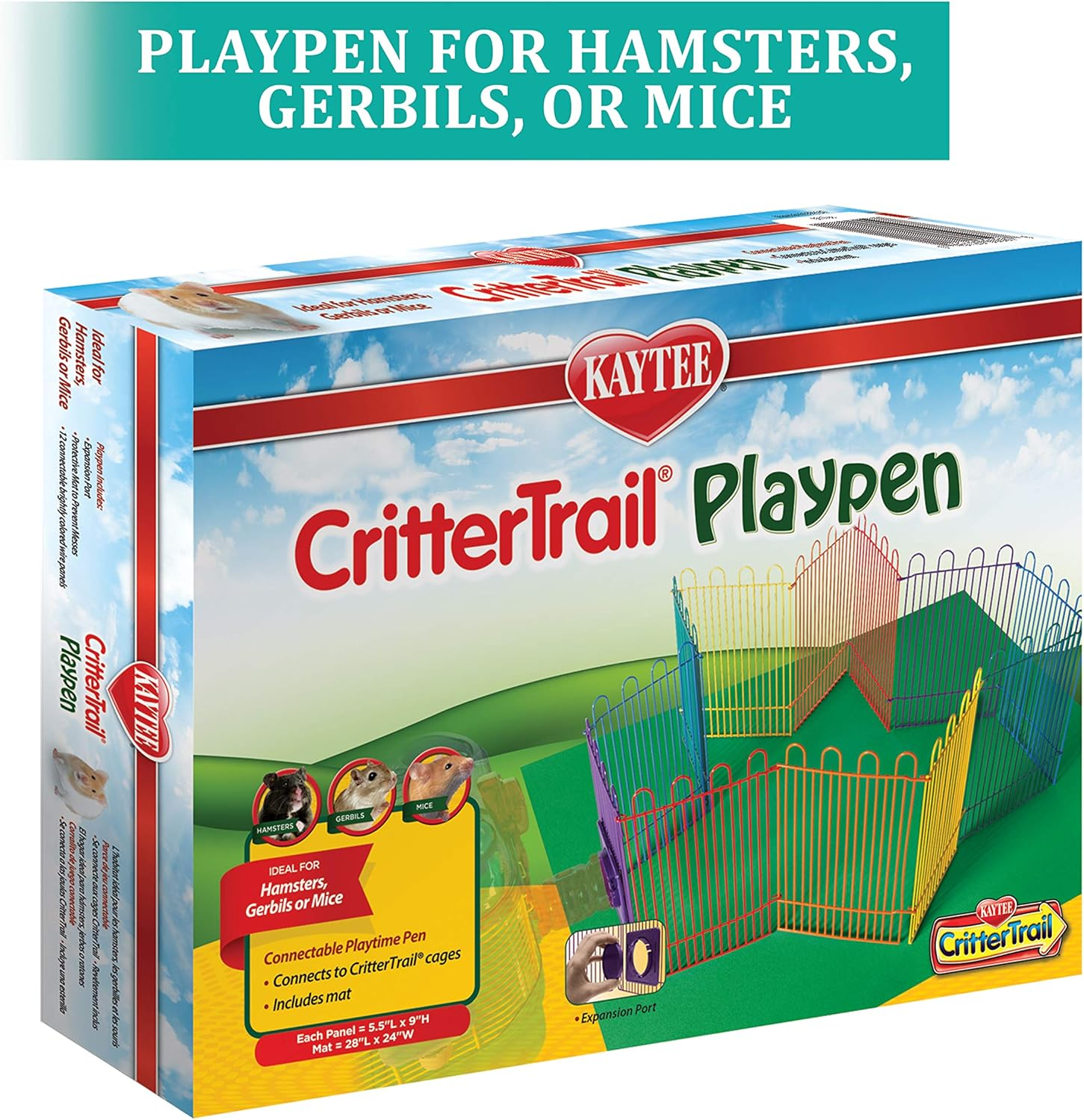 Kaytee Crittertrail Playpen with Mat for Pet Gerbils, Hamsters or Mice Blue Small image number 2