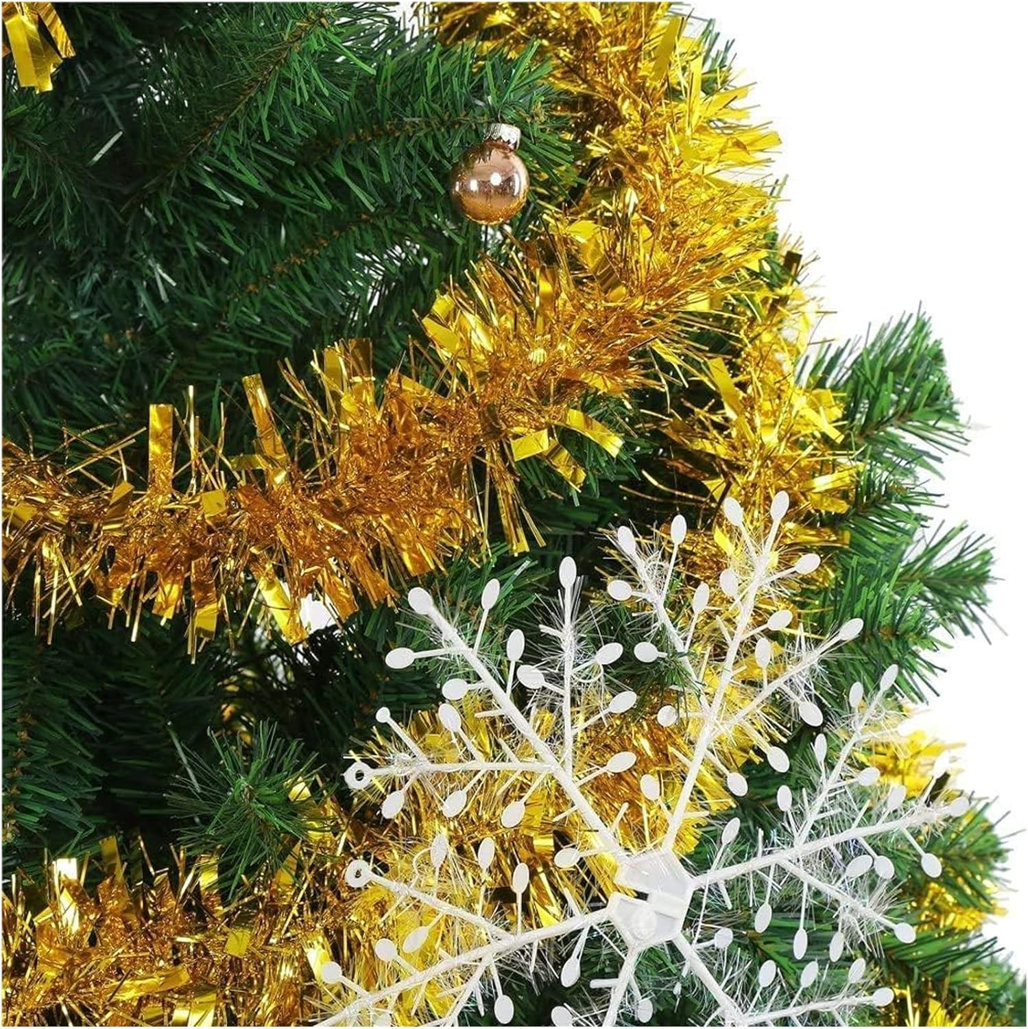 59 Feet Sparkling Christmas Tinsel Garland, Festive Gold Garland Artificial Metallic Hanging Decor for Xmas Tree, Home, and Party Decoration, Enhance Your Holiday Spirit image number 1