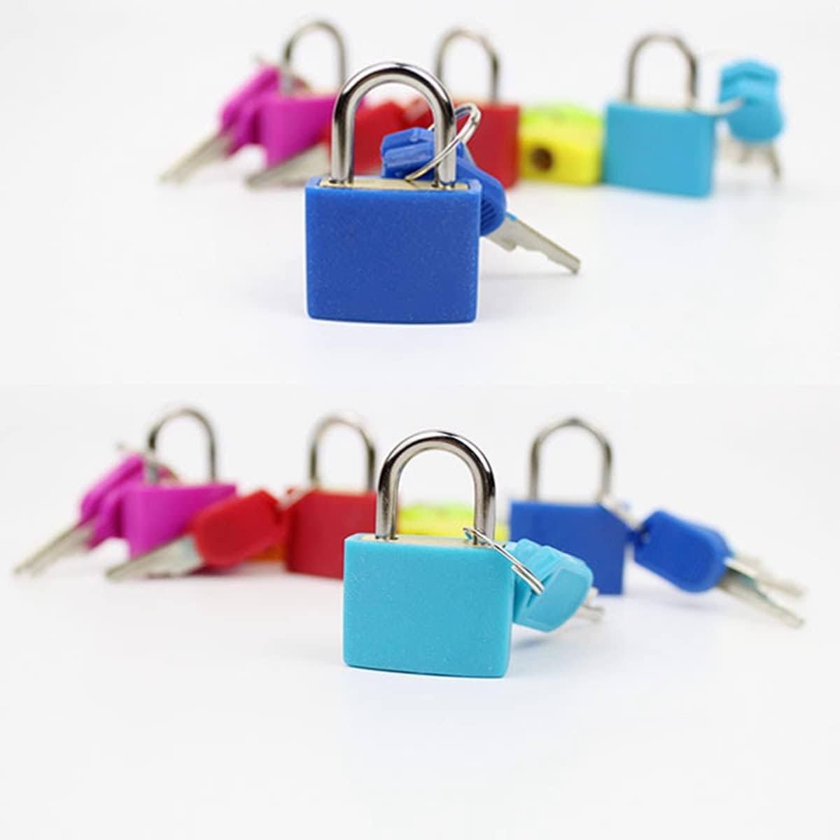 Mifrsnu 10 Pack Suitcase Locks Easy Carrying with Keys,Multicolor Small Luggage Padlocks Metal Padlocks for School Gym Classroom Matching Game image number 6