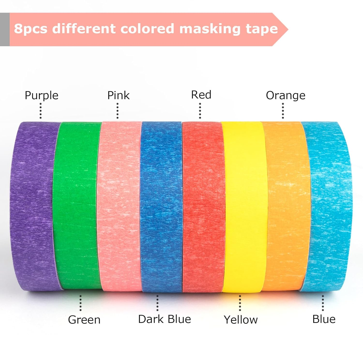 Colored Masking Tape Coloured Tape Artist Tape Crafting Supplies Classroom Must Haves Classroom Supplies 8Rolls 0.59 Inch Art Supplies Washi Tape Set Painter Tape image number 2
