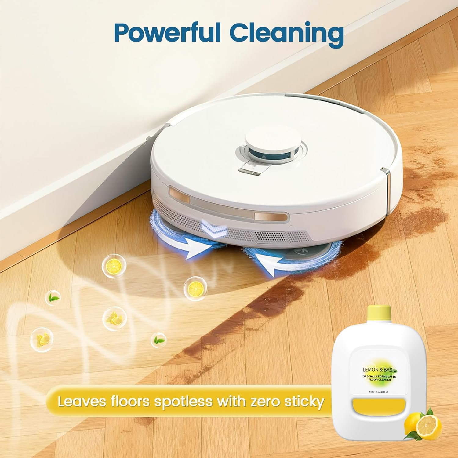 Floor Cleaning Solution Compatible with Narwal Freo/Freo X Ultra/J4/J3/J2/J1 Lemon & Basil Scented 930Ml Multi-Surface Decontaminating Floor Cleaning Fluid