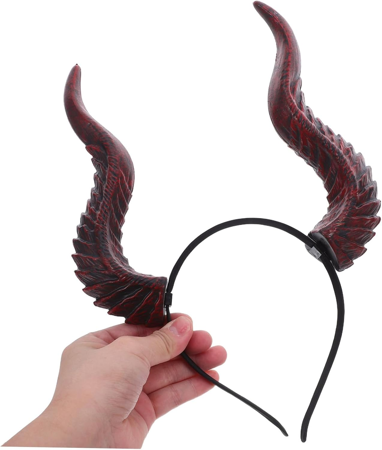 VALICLUD Adjustable Resin Demon Horns Headband Lightweight Halloween Cosplay Accessory for Women and Men Festival Costume Hair for Masquerade and Party Celebrations - Red image number 6