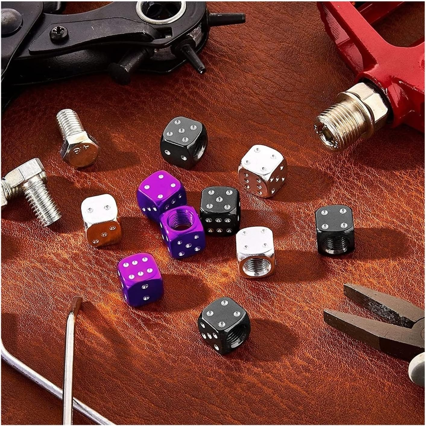 4Pcs Dice Style Tire Valve Stem Caps Compatible with Cars Motorcycles Bicycle Aluminum Alloy Nipple Caps Tyre Air Valve Dustproof Wheel Caps (Color : Strip- Blue)