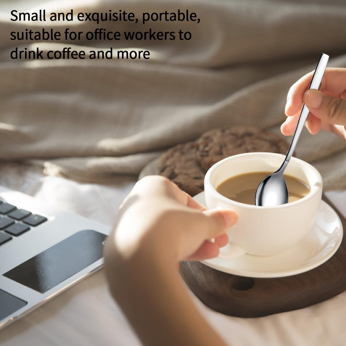 Berglander Silver Teaspoon Set of 12, Shiny Stainless Steel Polished Teaspoon Cutlery, Teaspoon Small Dessert Spoon, Dishwasher Safe image number 3