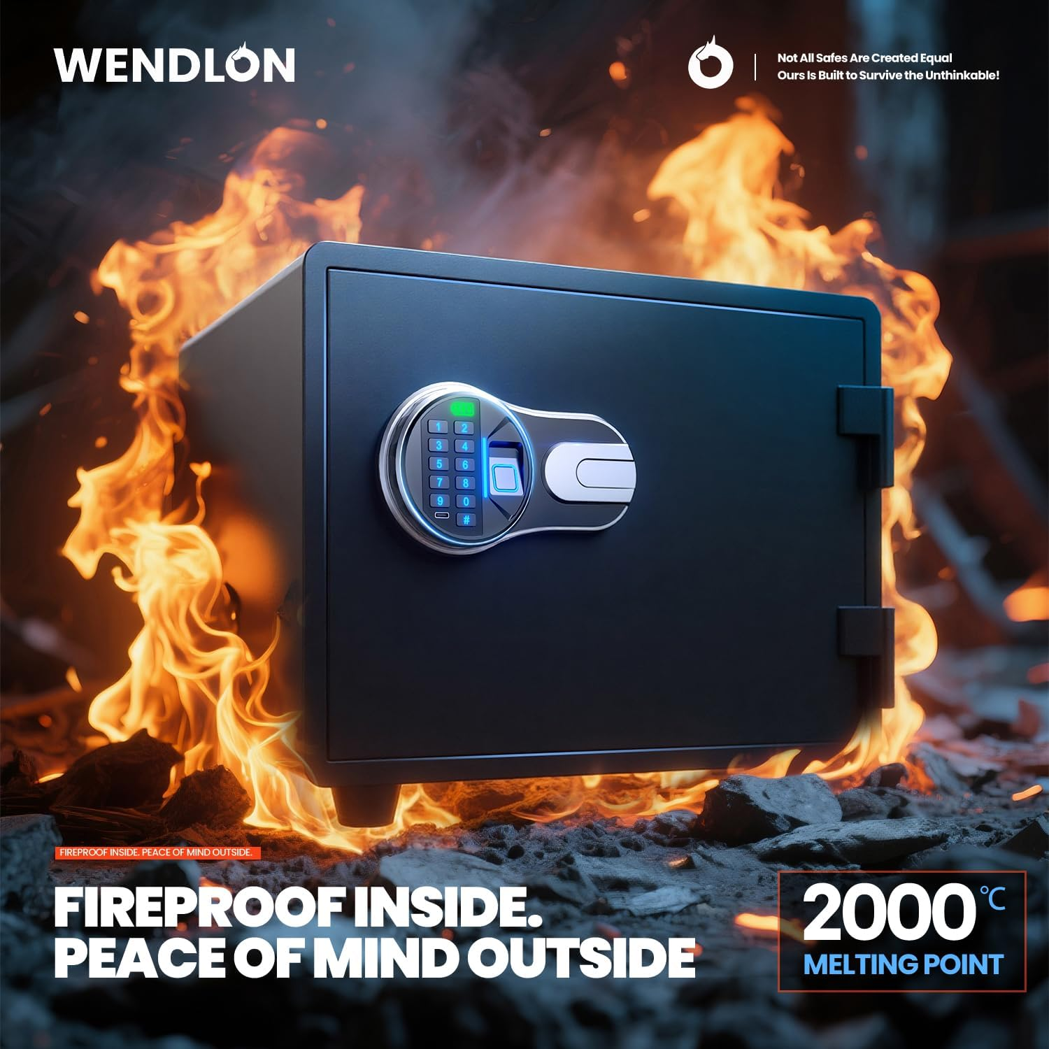 Fireproof and Waterproof Biometric Safe,Weighs 33 KG. Fire Proof Box for Home,Office,Lock Box,Cabinet with Fingerprint,Silent Mode,Anti-Theft image number 6