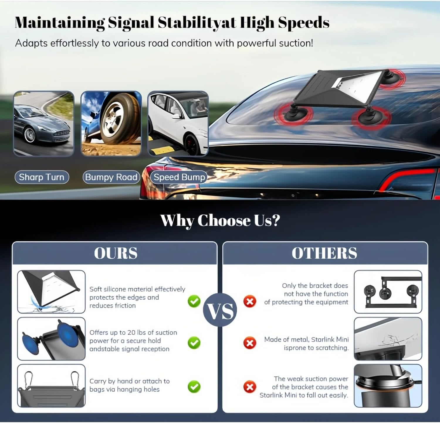 Starlink Mini Suction Cup Mount,Starlink Mini Car Mount Protect Silicone Case for 2-In-1 Roof Cover for Sunroof Window, Ensure Stable Satellite Signal for Cars, Rvs, Trucks, Boats and Road Trip(Black) - Gray image number 2