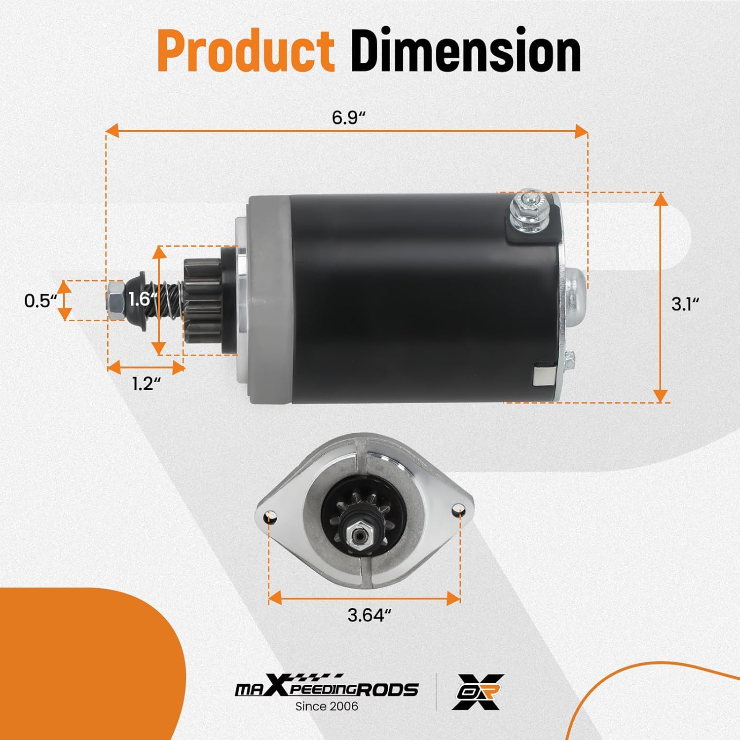 Maxpeedingrods Starter Motor for Kawasaki for Cub Cadet Mower FR691V, FR730V, FS541V, FS481V, FR600V, FR651V, 21163-0714, 21163-0727, 21163-7024, 21163-7034, 21163-7035, FR691V-AS04, Black image number 2