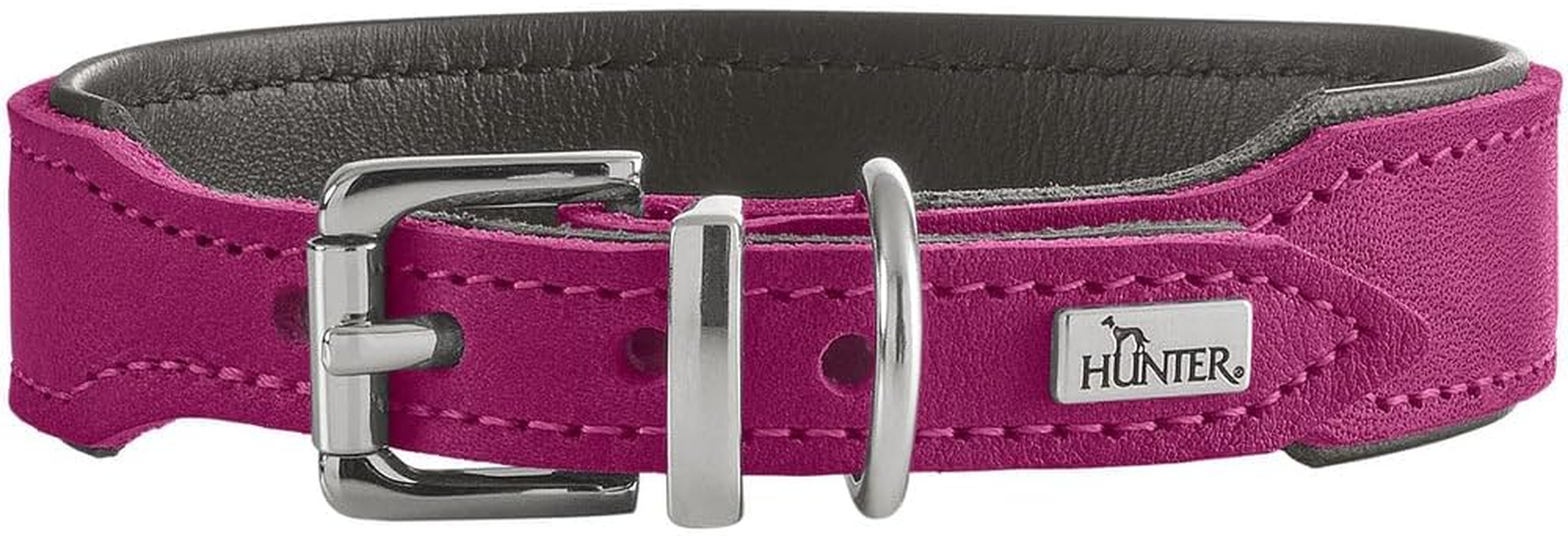 HUNTER Malta Dog Collar Petrol, Made of Oiled Soft Cowhide Leather, Soft Cowhide, Hardwearing, Brilliant Colours, Handmade, Made in Germany, Size: 37