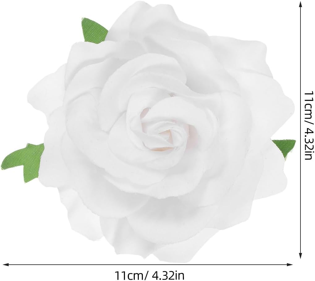 Beavorty 4 Pieces Pink Flower Hair Clips Women Thick Hair Brooch Wedding Flowers Silk Flowers Man Antique White image number 2