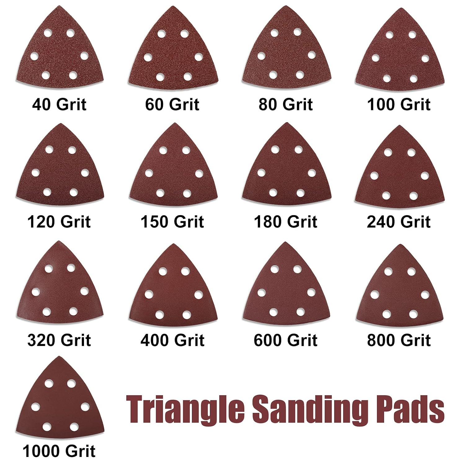 50 Pcs Triangle Sanding Pads 1000 Grit 3-1/2 Inches Hook and Loop Triangle Sandpaper 6 Holes Oscillating Multitool Sanding Pads Detail Sander Sandpaper for Wood Metal Stone Polishing image number 2
