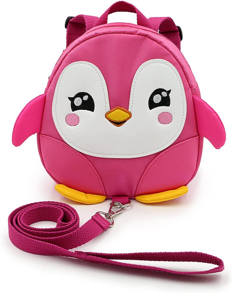 Hipiwe Baby Toddler Walking Safety Backpack Little Kid Boys Girls Anti-Lost Travel Bag Harness Reins Cute Cartoon Penguin Mini Backpacks with Safety Leash for Baby 1-3 Years Old, Purple,