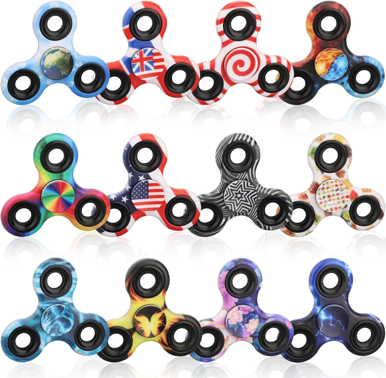 12PCS Fidget Spinner Toy Pack for Kids Adults, Metal Tri-Spinner Fidget Toy Set, Sturdy Hand Spinner for Stress Relief, Christmas Halloween Party Supplies Goodie Bag Stuffers Classroom Prizes image number 6