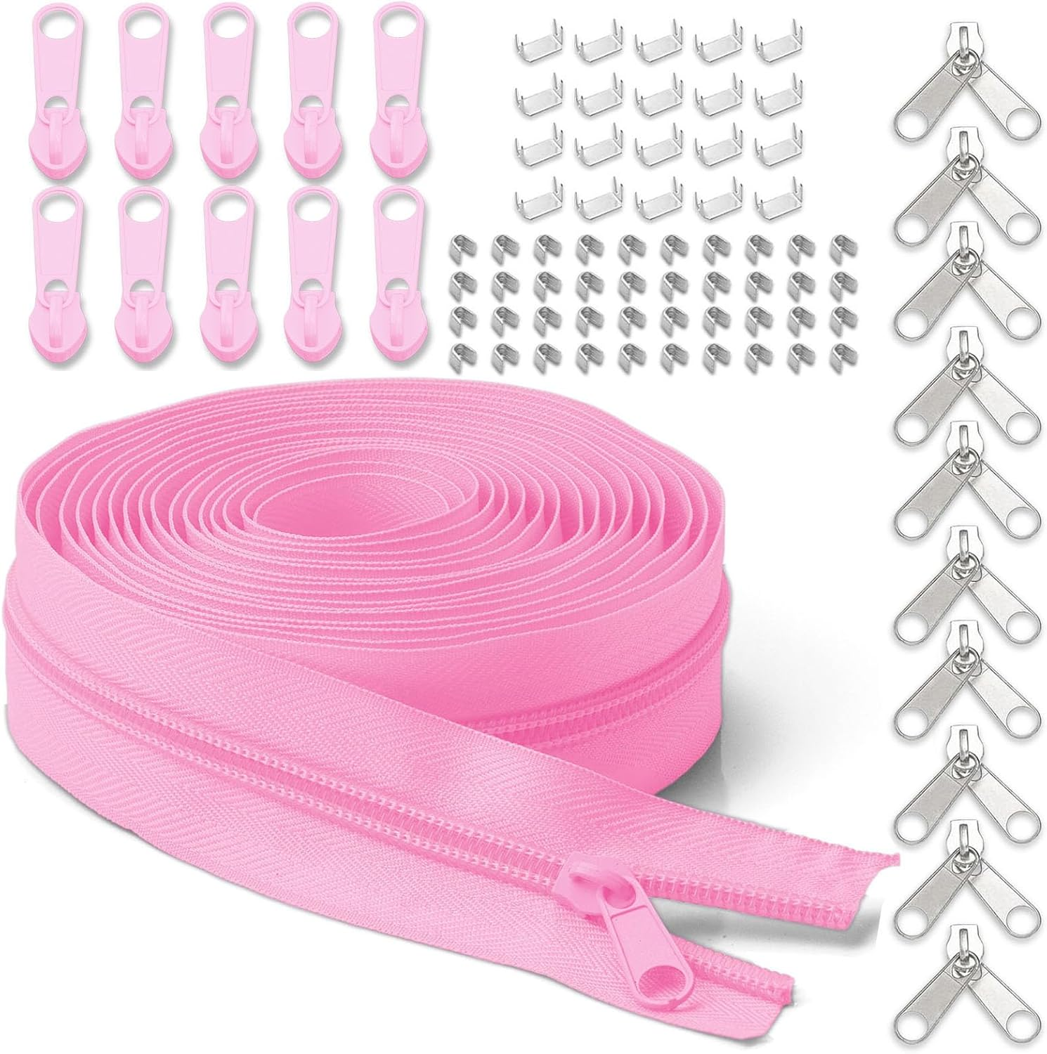 YZSFIRM #3 Nylon Zipper Tape for Sewing - 10 Yard Coil Zippers by the Yard Black for DIY Craft - Replacement Roll with 10 Bulk Metal Sliders - 10 Double Sliders image number 3