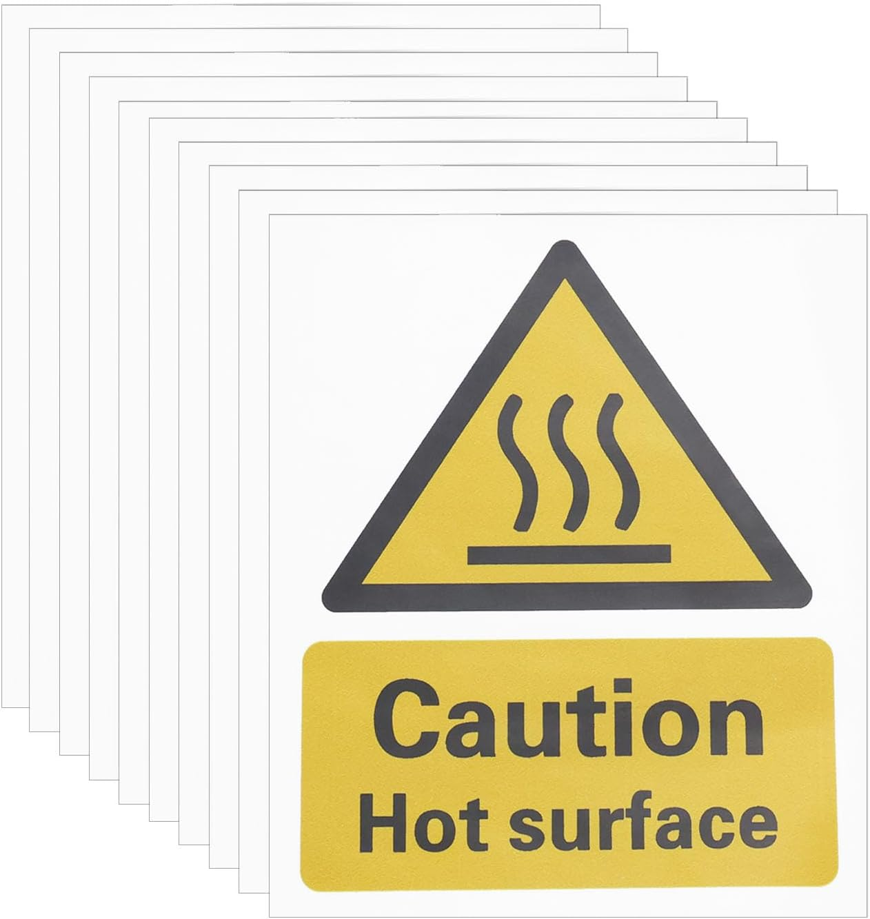 LT Easiyl Pack of 10 Caution Hot Surface Sign Stickers 11Cm X 9Cm Self-Adhesive Sticker Reminder Caution Heat Sign Hot Surface Sticker image number 4