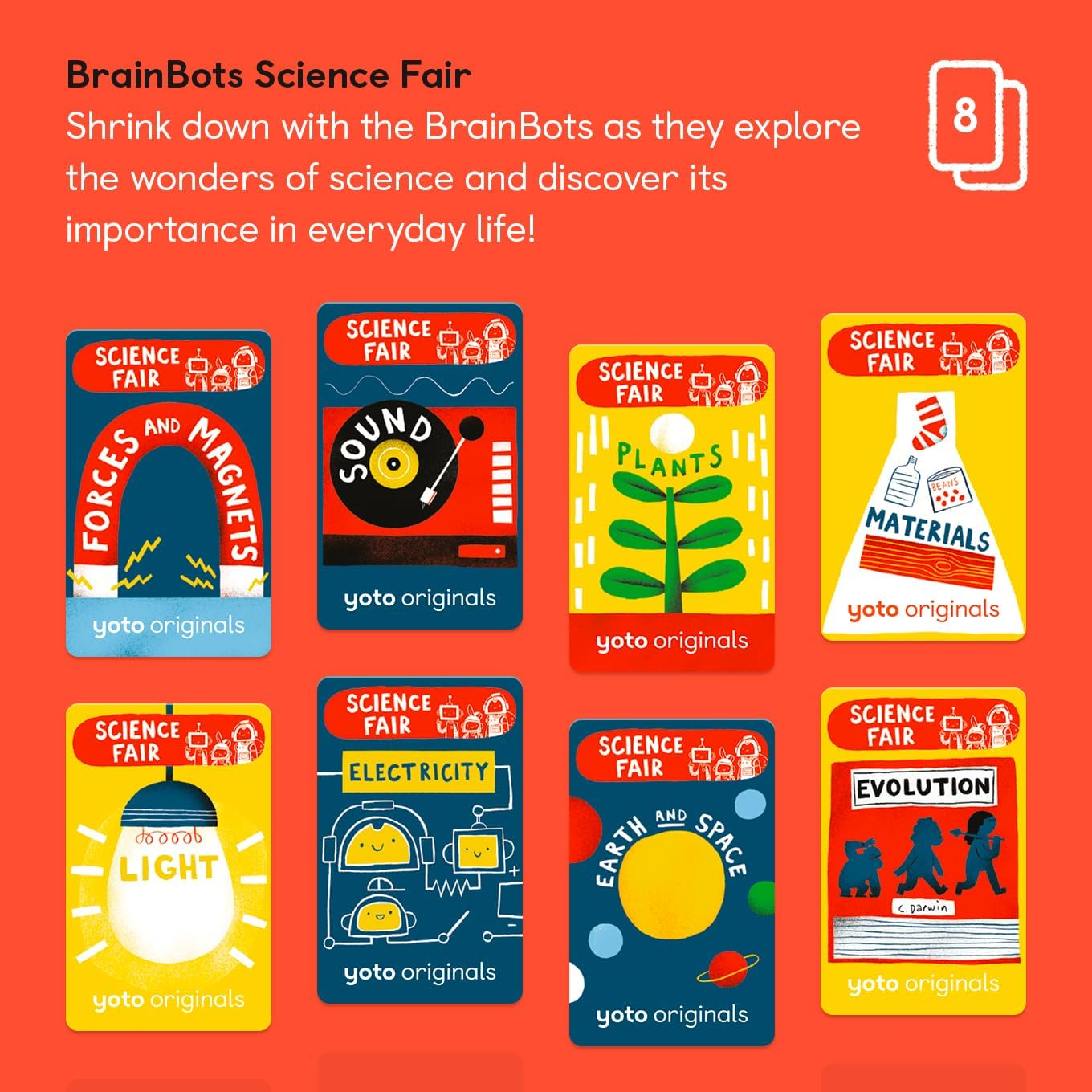 Yoto Brainbots Science Fair - 8 Kids Audiobook Cards for Use with Player & Mini All-In-1 Audio Player, Educational Screen-Free Listening with Fun Stories for Learning & Interactive Quizzes, Ages 6+ image number 3