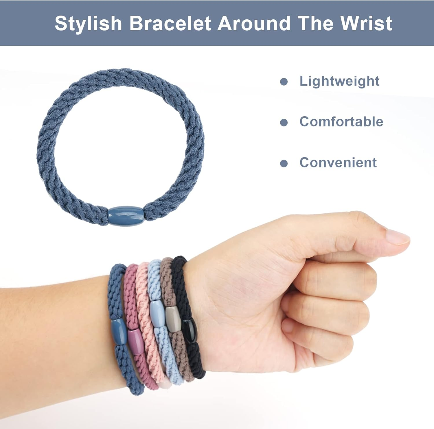 Pack of 18 Braided Hair Bobbles Cotton Multicoloured Braided Hair Bands Fashion Braided Elastic for Women/Girls/Children, Thick and Curly Hair (Mixed Colours) image number 4