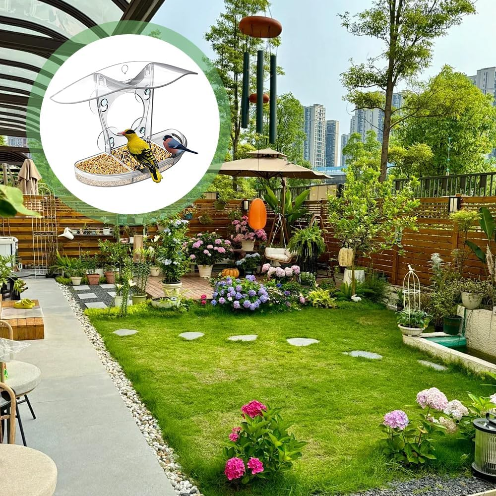 Window Bird Feeder,Clear Feeder,Outdoor Bird House,Wildbird Feed Tool,Acrylic Bird Cage,For Observation, Easy to Clean Outdoor Animal House for Wild Animal Watching,For Seniors, Bird Lovers image number 1