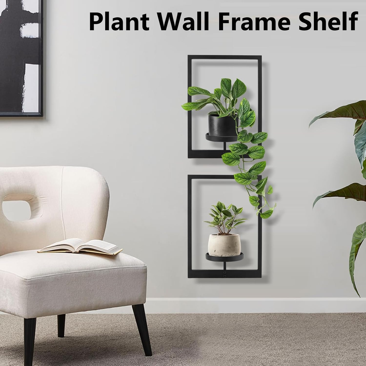 Gugxiom 2 Pack Picture Frame Wall Plant Holder, Metal Plant Wall Frame, Window Shelf for Plants,Plant Frames for Wall, for Living Room Bedroom Bathroom Garden Patio image number 4
