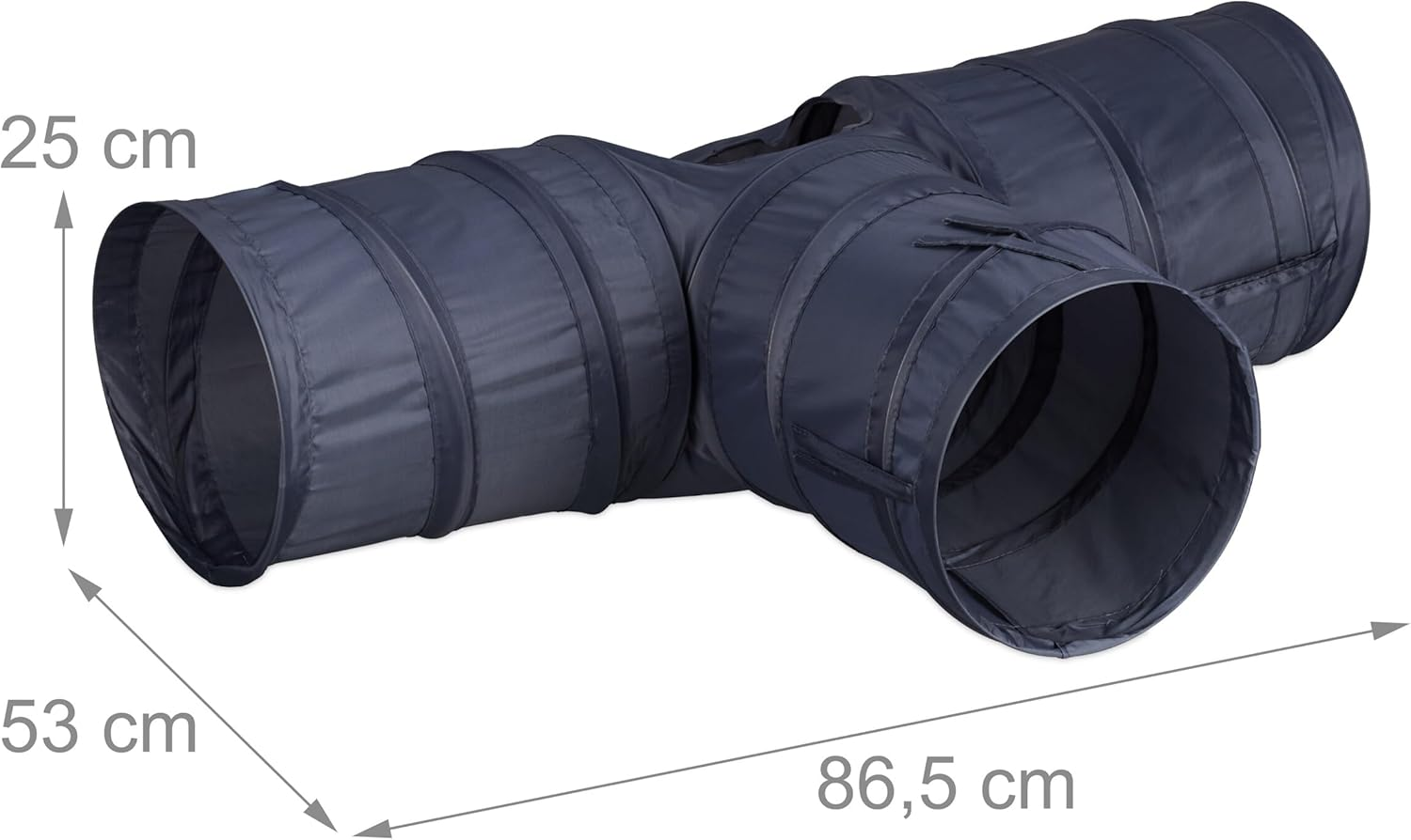 Relaxdays, Grey Cat Tunnel, Foldable Cat Tube, HBT: 25 X 86.5 X 53 Cm, Play Tunnel 3 Way, Polyester, Cat Roll image number 2