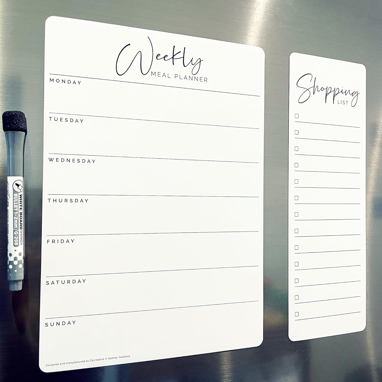 Magnetic Weekly Meal Planner for Fridge - 2 Pack Combo with A4 Planner & Shopping List by Cocreative Design image number 3