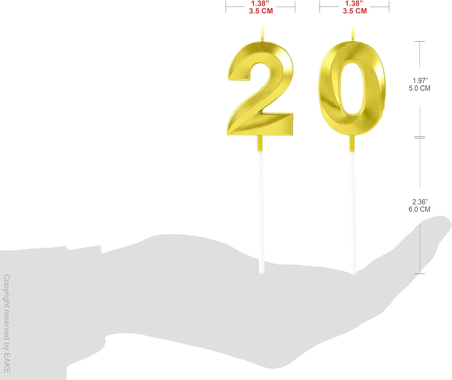 Gold Diamond Number Birthday Candles (20) image number 5