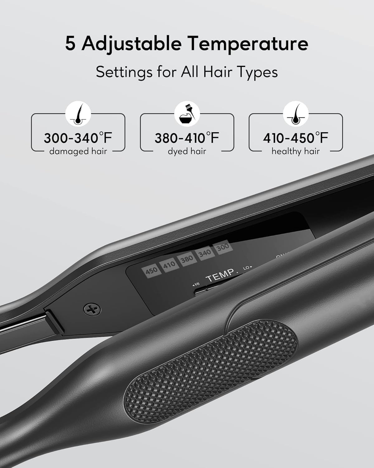 Telfun Pencil Flat Iron, 3/10" Small Iron for Short Hair, Pixie Cut and Bangs, Tiny Beard Straightener with Dual Voltage & Adjustable Temp, Mini Hair Edges Heating up in 15S