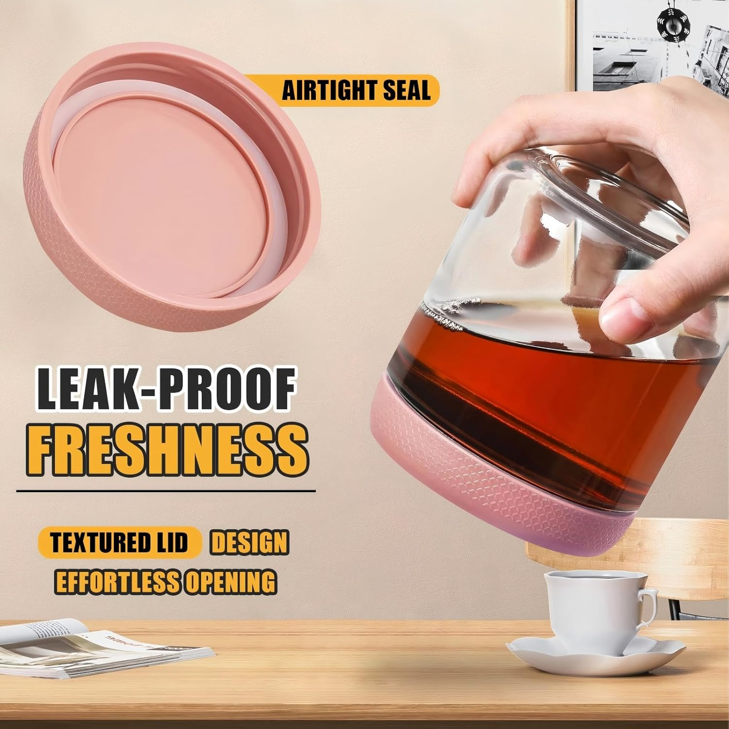 6 Pack 350Ml Overnight Oats Containers with Lids, 12 Oz Glass Mason Overnight Oats Jars, Large Capacity Airtight Jars for Milk, Cereal, Fruit, Meal Prep Salad Food Cereal Snacks Pudding Yogurt Storage image number 5