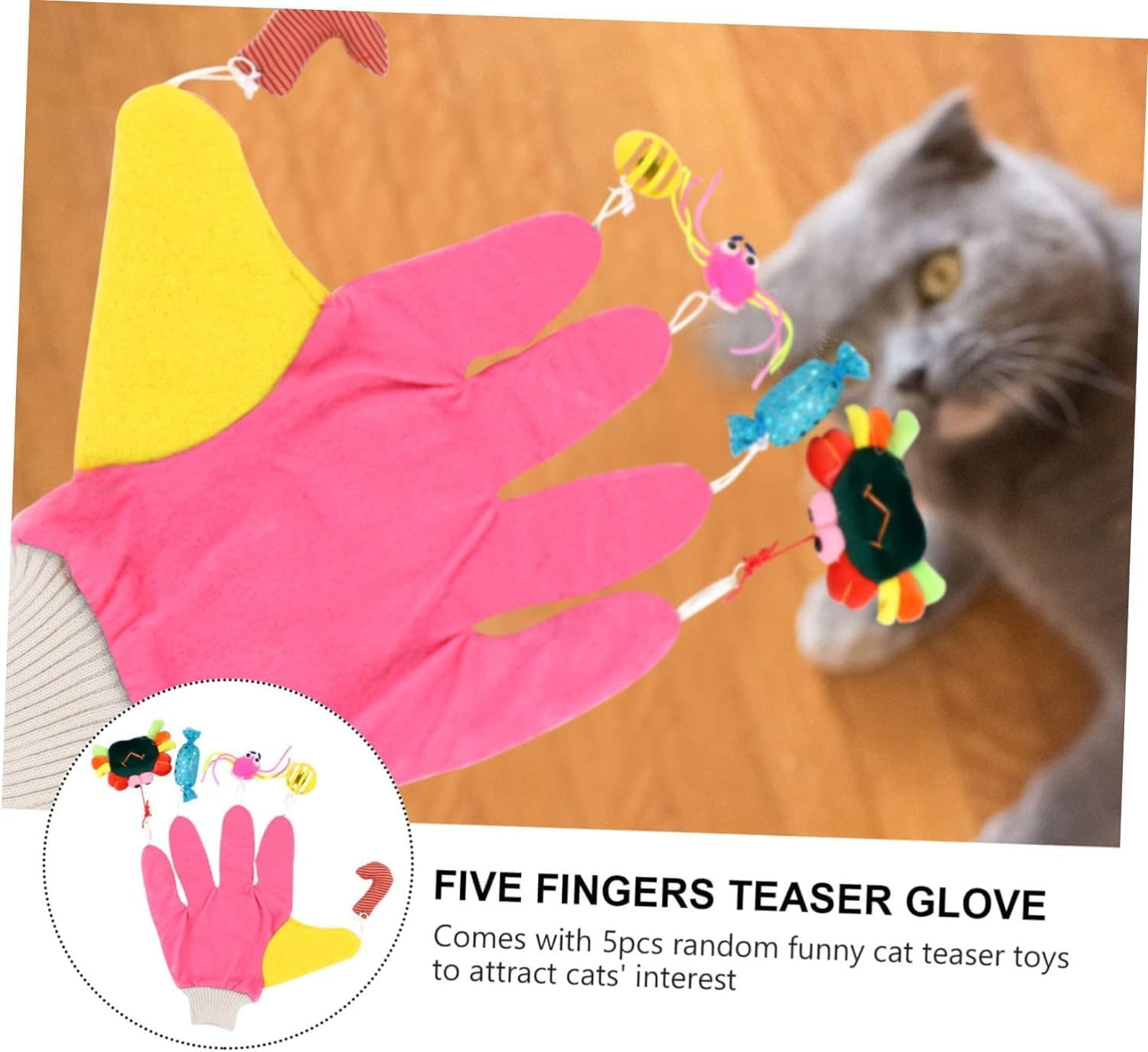 Toys 3 Pcs Funny Cat Gloves Small Cat Catnip Kitten for Indoor Cats Cat Teaser Glove Kitten Teaser Ball Pet Kittens Teaser Non-Woven Fabric Pet Teaser Gloves Cat Toys