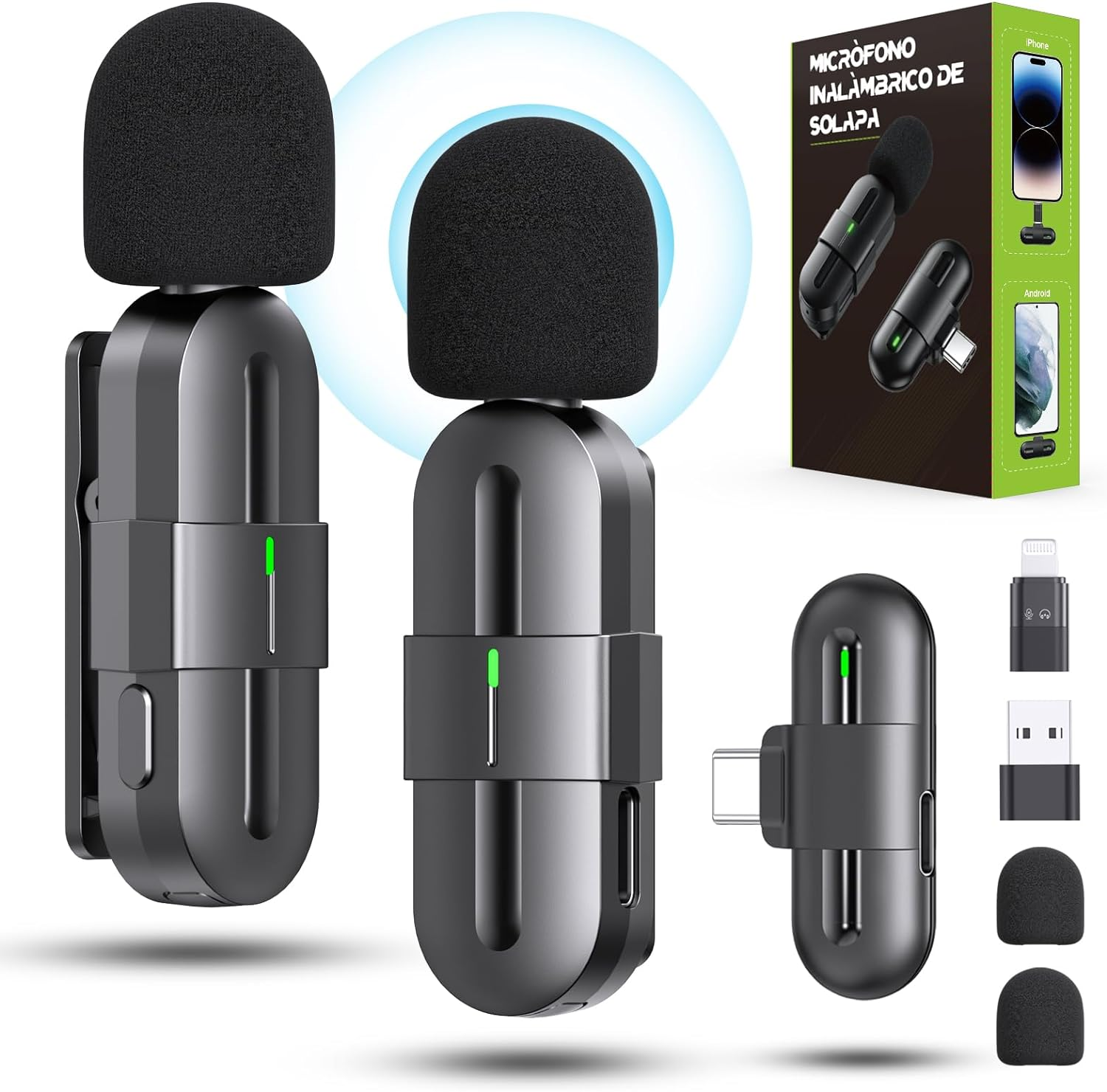 KINGONE Wireless Lavalier Microphone Plug & Play Wireless Microphone, Transmission Distance 20 Meters, Mini Mic for Interview/Podcast/Tiktok/Youtube/Vlog, Compatible with Iphone/Ipad/Android/Pc