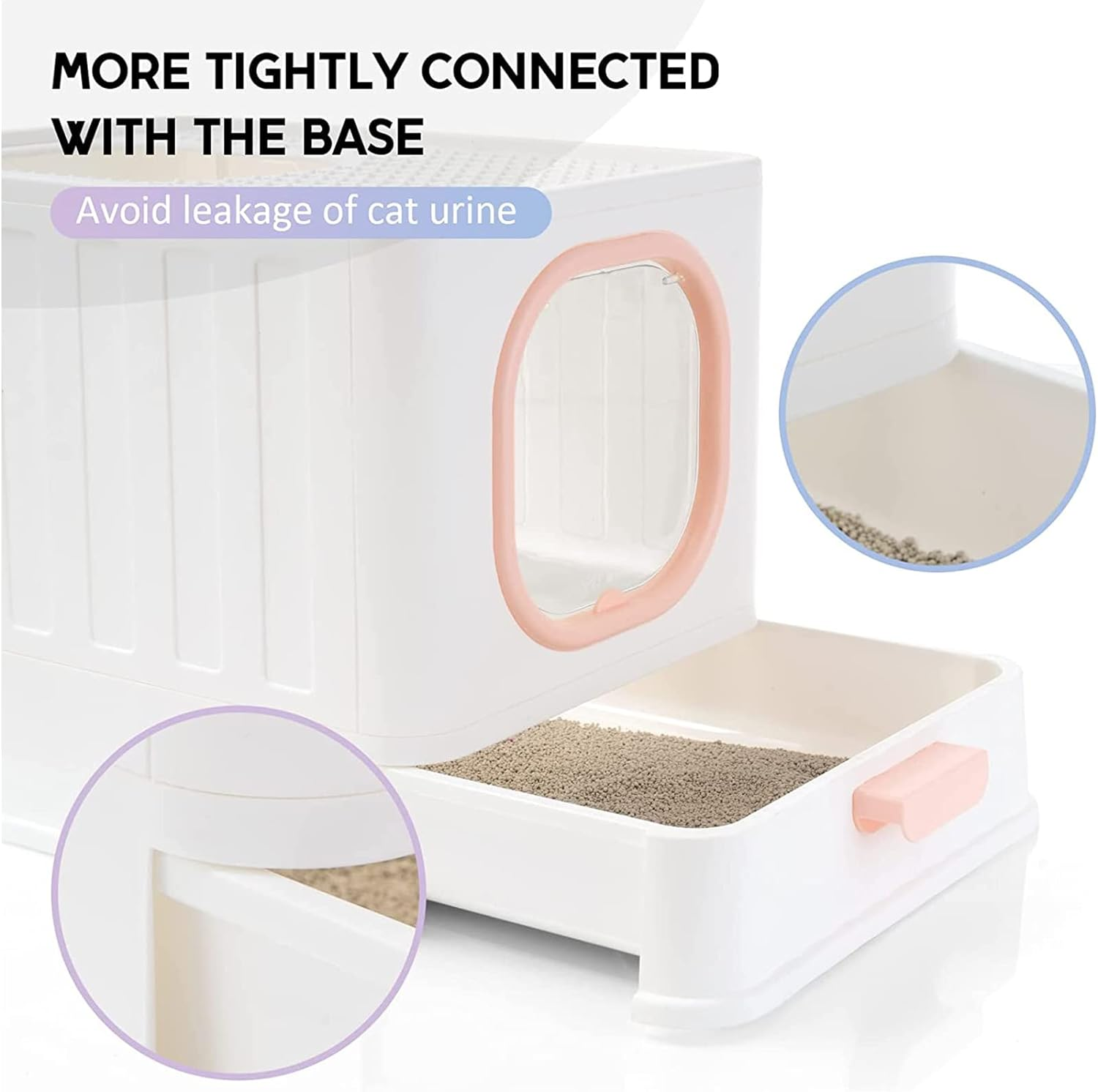 Cat Litter Box,Foldable Cat Litter Box with Lid, Anti-Splshing Cat Kitty Litter Pan, Large Cat Potty Front Entry Top Exit, Drawer Type Cat Toilet Easy Clean with Fashion Cat Litter Scoop image number 5