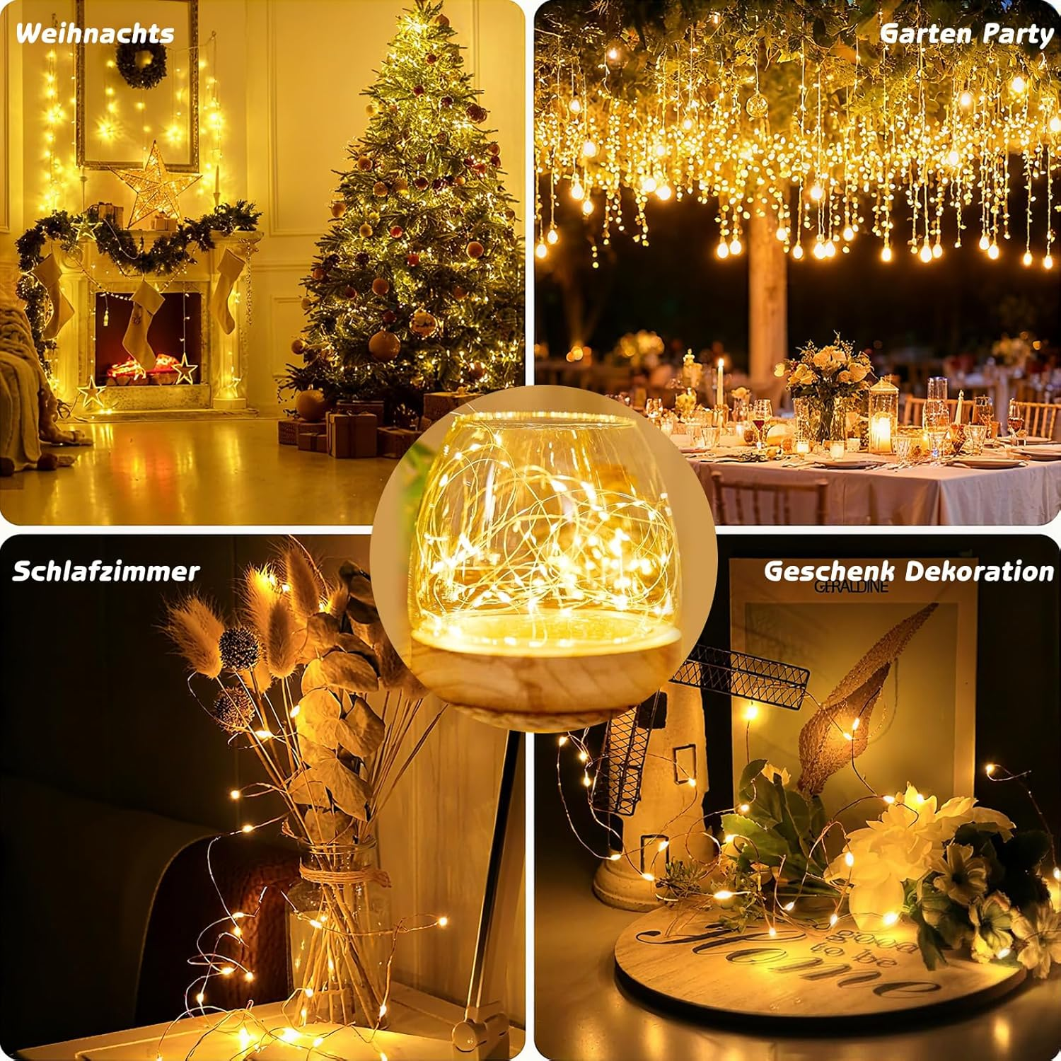 ALEGRE Pack of 6 LED Fairy Lights Battery with Timer, 3 M 30 LED Micro Copper Wire LED Fairy Lights with Timer, Warm White Fairy Lights Indoor Battery Operated for Christmas, Halloween, New Year'S Eve image number 6