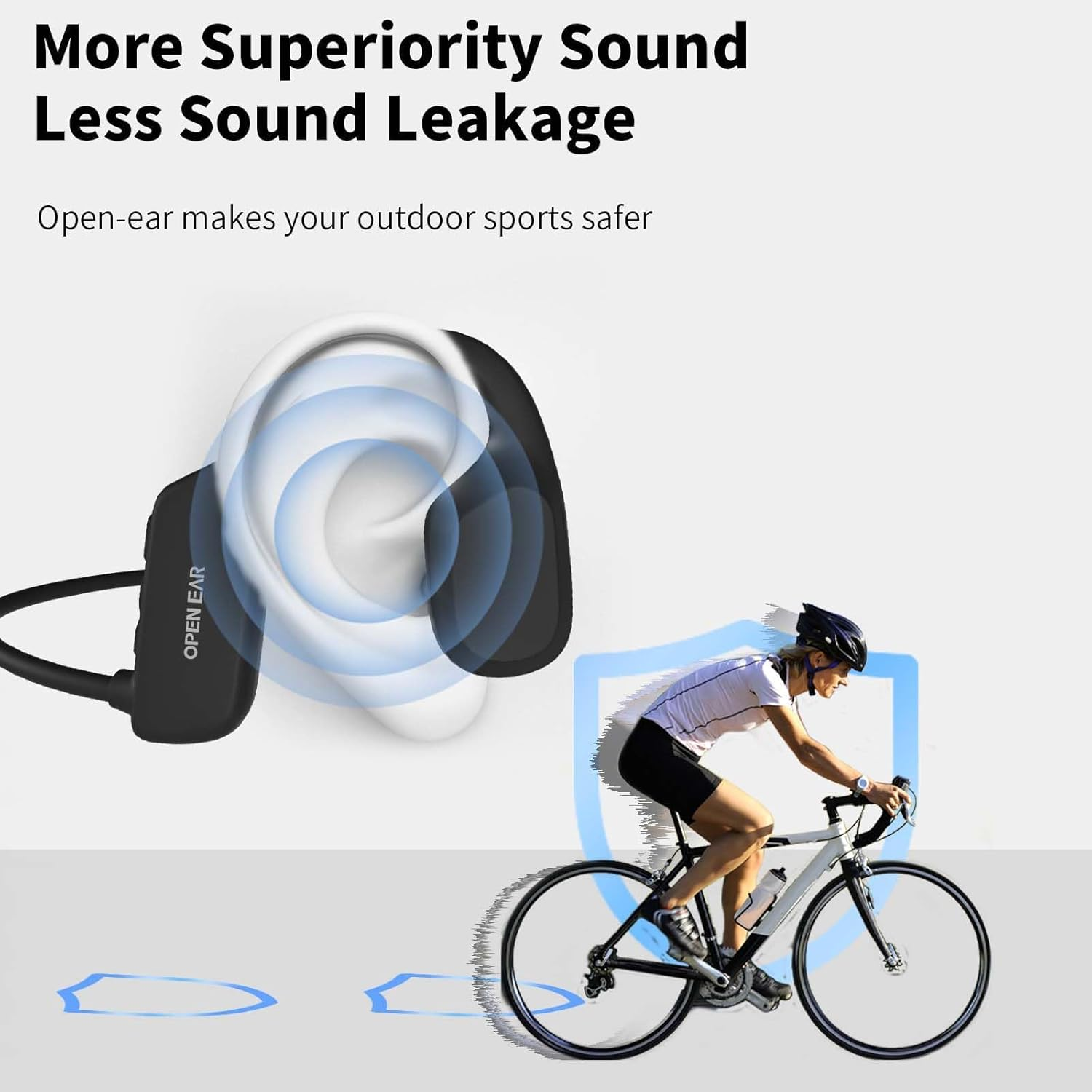 Wireless Headphones Bone Conduction Headphone Bluetooth Sports Headset ，Wireless Open-Ear Waterproof Headphones with Mic, 8Hrs Playtime for Running, Cycling, Gym, Driving, Hiking, Work(Bone X1，Black)