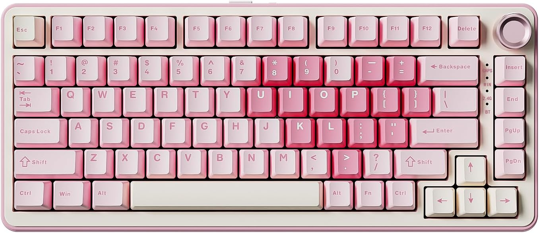 YUNZII B75 PRO Wireless Mechanical Keyboard,75% Gaming Keyboard Gasket Hot Swap Custom Keyboard with Knob,Pre-Lubed Switches Rgb,Bt/Type-C/2.4G Creamy Keyboard (Pink, Milk V2 Switch) image number 2