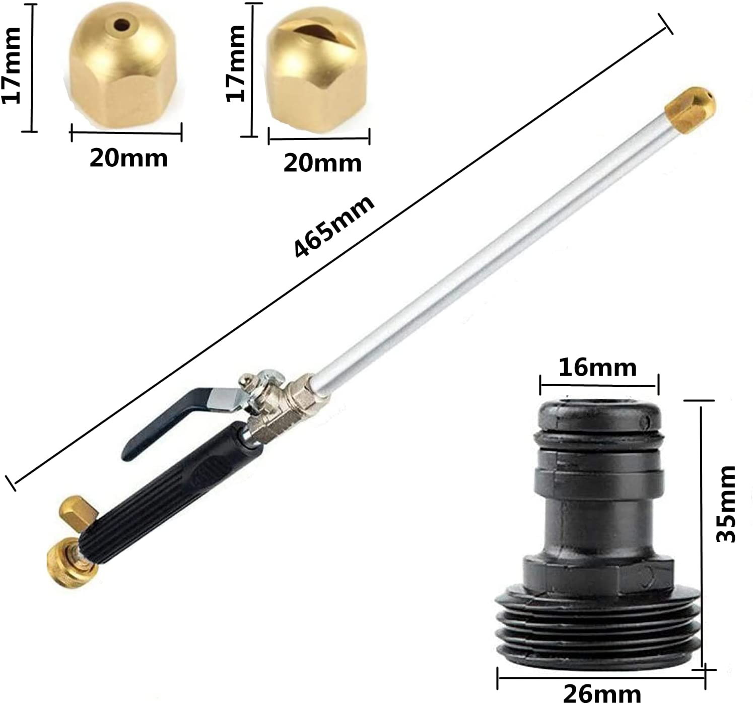 Extendable Hydro Jet Washer High Pressure Power Washer Wand, Portable Water Hose with 2 Water Hose Nozzle for Garden, Gutter, Patio, Car, Pet, Window (Blue) - Blue image number 1