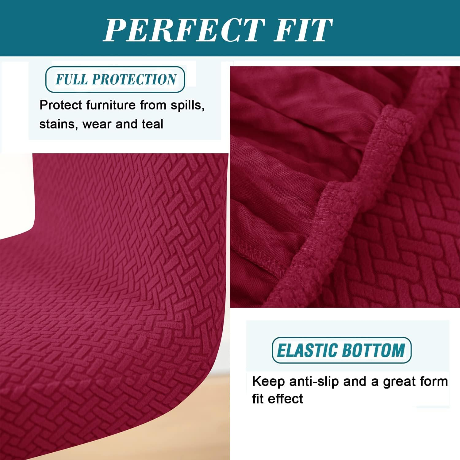 HFCNMY Bar Stool Covers with Backs,4 Pack Stretch Bar Stool Chair Covers,Jacquard Bar Stool Covers,Washable Bar Chair Covers Swivel Barstool Covers Slipcovers with Back Red - 4, Black image number 6