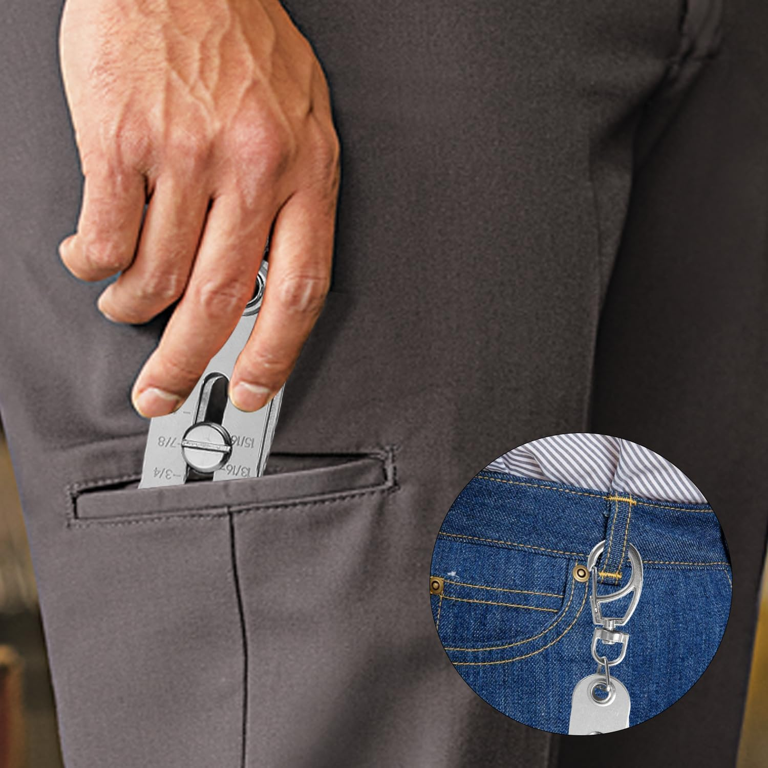 Ionpshg2Pcs Thread Checker Nut and Bolt Thread Checker with Keychain Portable Bolt Size Finder Verification Tool with Inch & Metric Bolt Size Finder Verification Tool for Fast and Precise Measurement image number 3