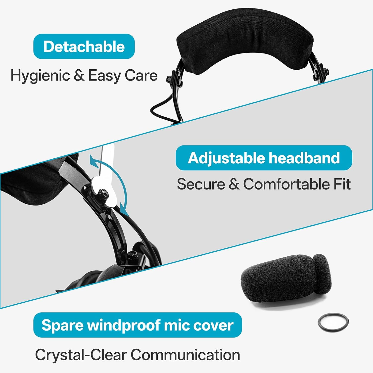 AIRVOICE Aviation Headset for Pilots with Passive Noise Cancellation, PNR Aviation Headset with Comfortable Earpads and Flexible Microphone, Aviation Headset with Carrying Case image number 2