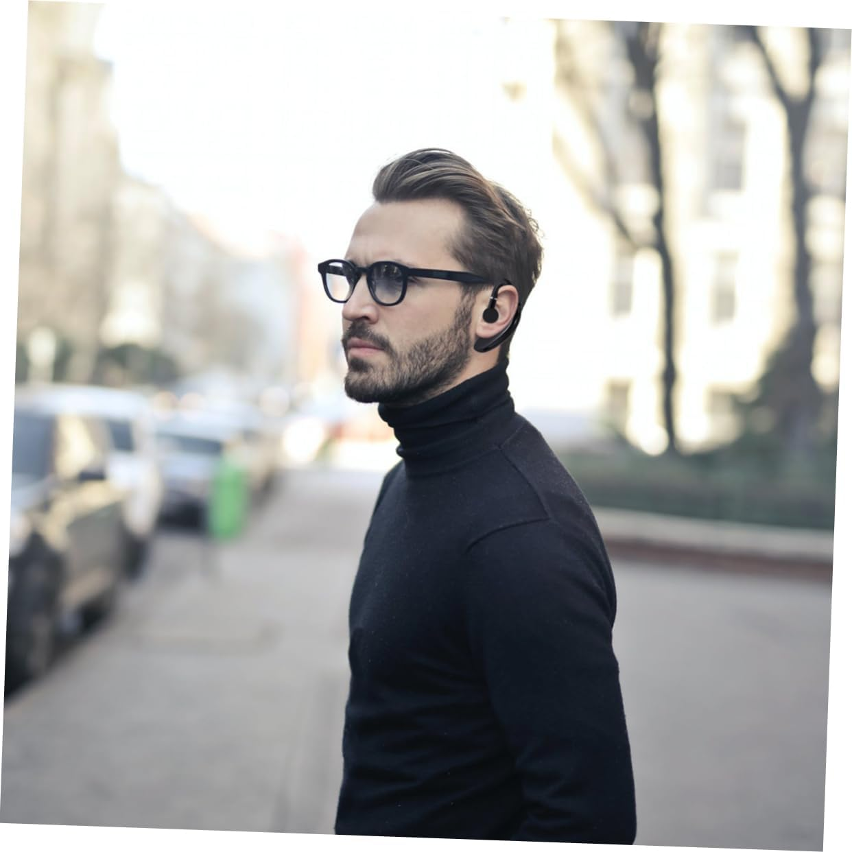 POPETPOP Wireless Earphone Earpiece for Driving Long Battery Life, One-Side Ear Hook Design, Black Wireless Earbuds for Workout and Business Use image number 5