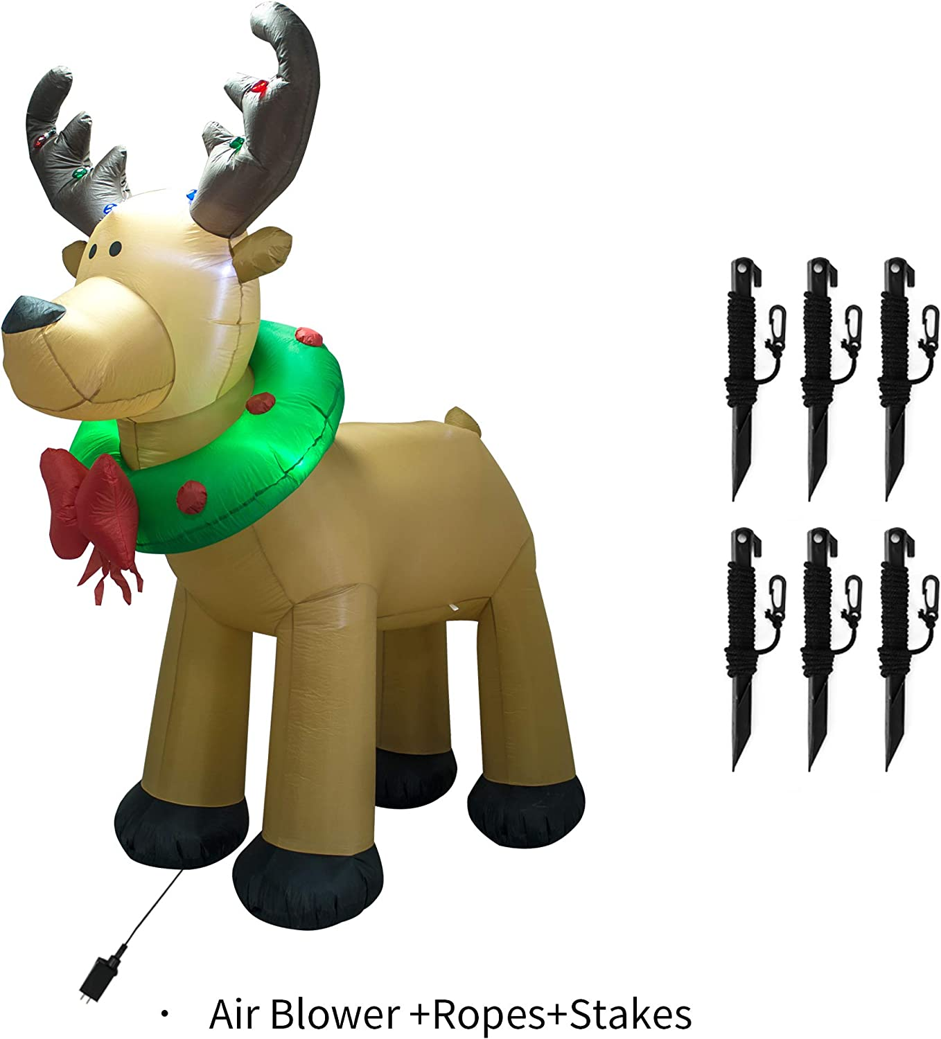 AJY 8 Feet Christmas Inflatable Reindeer Holiday Lighted Blow up Reindeer Yard Decoration Indoor Outdoor Yard Lawn Decoration image number 4