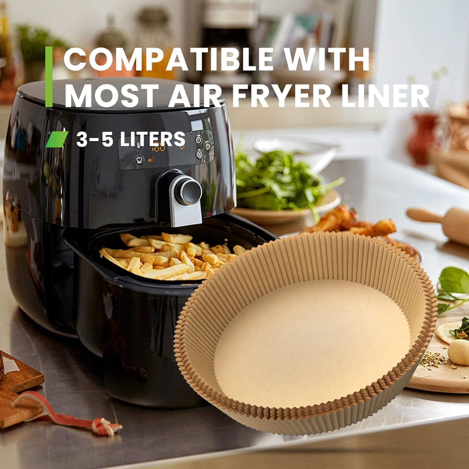Air Fryer Disposable Paper Liner, Non-Stick Air Fryer Paper Pads, Oil Resistant, Food Grade Baking Paper for Roasting Microwave (100, Round,9Inch) image number 5
