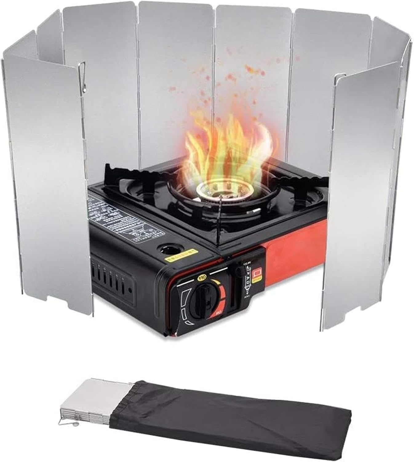 10 Plates Folding Stove Windshield, Lightweight Aluminum Camping Burner Windshield for Hiking, Backpacking, Camping and Cooking Gas Stove(Color:Silver) image number 2