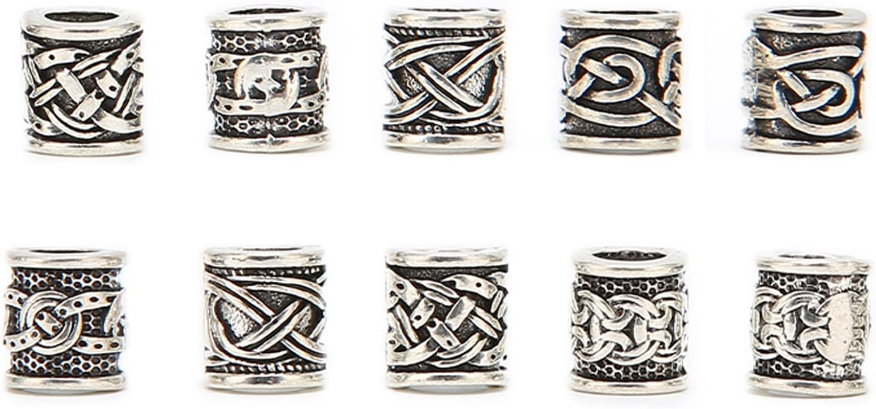 DAUZ 10Pcs Silver Alloy Viking Dreadlock Beads for Bracelet Beard DIY image number 1