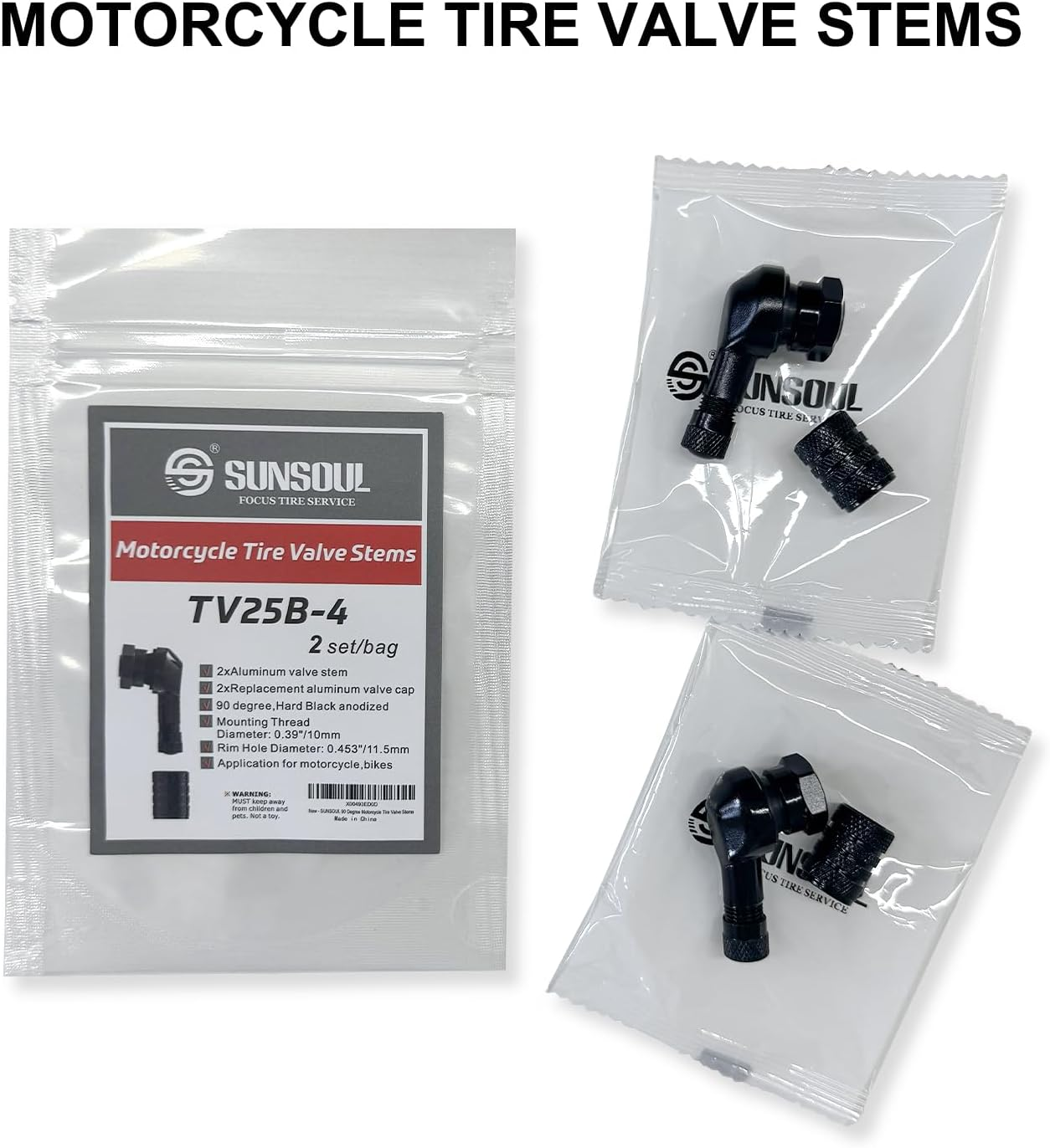 SUNSOUL 2Pcs 90 Degree Black Motorcycle Tire Valve Stems Install Diameter 10-11.3Mm for Harley Davidson, BMW, Honda, Kawasaki, Suzuki, Yamaha and Triumph Bike image number 5