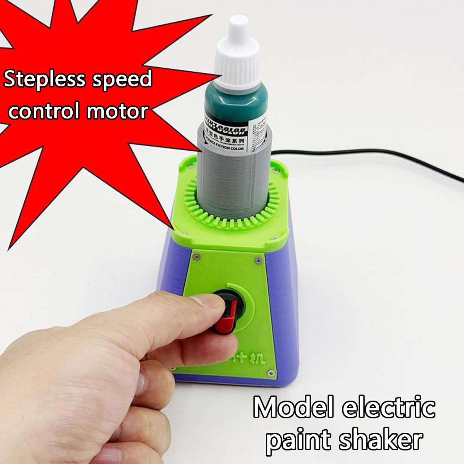 Model Paint Shaker Mix Machine, USB Lab Vortex Mixer for 19/25Mm Paint Bottles, Tattoo Ink Mixer, Stepless Speed Regulation Motor, for Nail Polish, Pigment, Eyelash Glue Adhesives, Testing Tubes image number 5