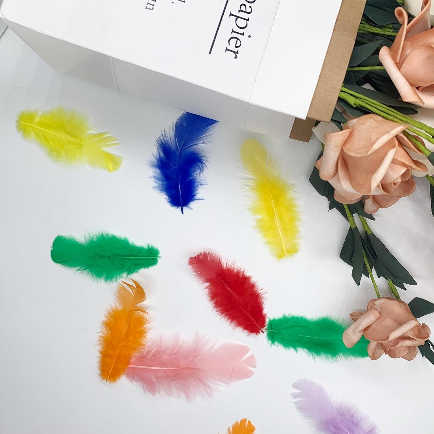 500Pcs-Colorful Rooster Feathers 3-5Inch Bulk Feathers for Crafts DIY Dream Catcher Supplies（500Pcs） image number 4